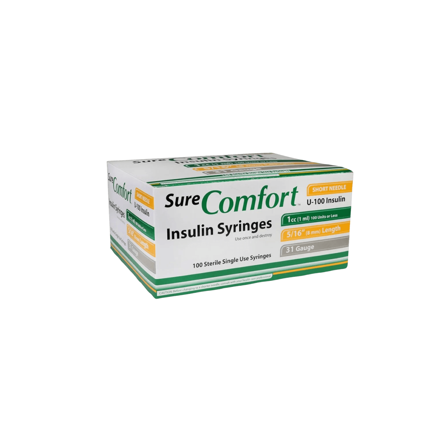 SureComfort U-100 Insulin Syringes, 31G × 5/16", 1cc (10-Pack)